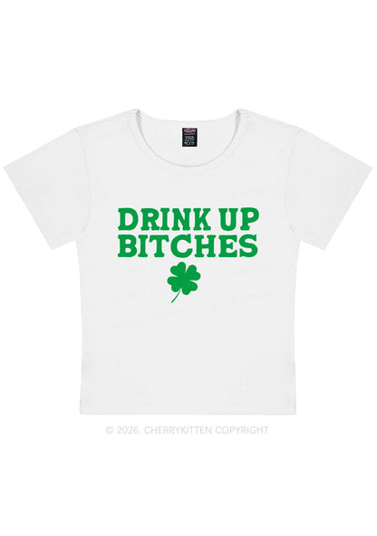 Drink Up Bxxch St Patricks Y2K Baby Tee Cherrykitten