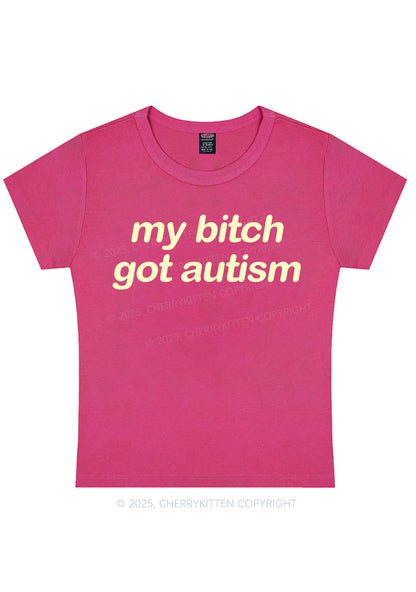 My Bxxch Got Autism Y2K Baby Tee Cherrykitten