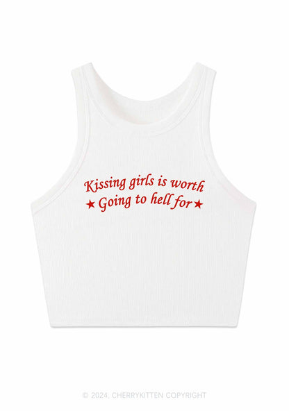 Kissing Girls is Worth Y2K Crop Tank Top Cherrykitten