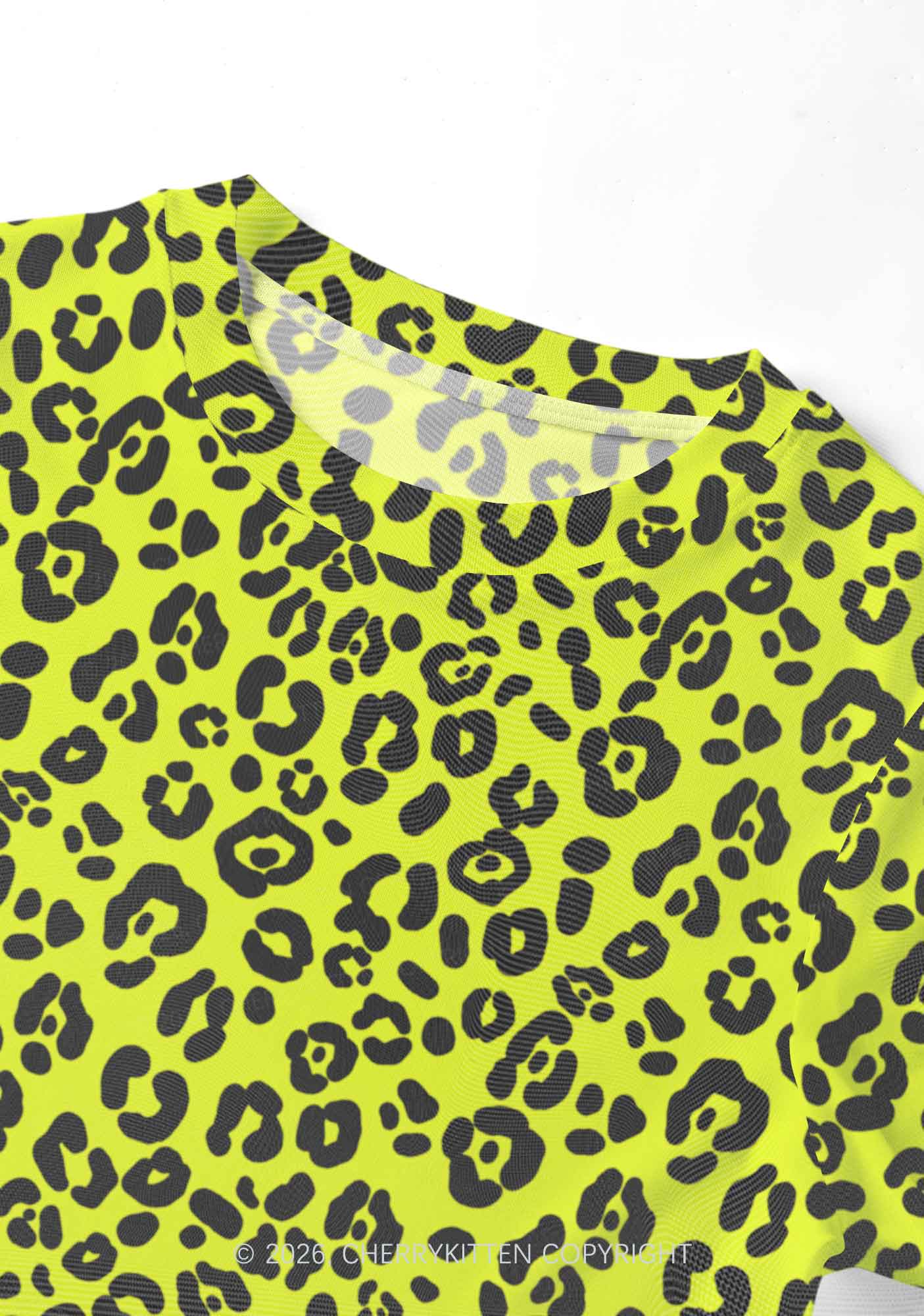 Neon Leopard Y2K Mesh Crop Top Cherrykitten