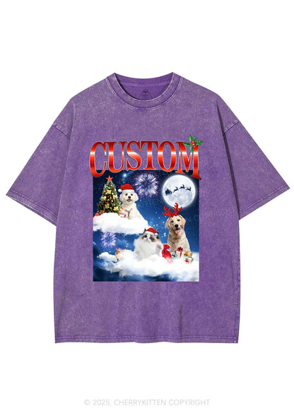 Custom Christmas Pet Y2K Shirts Washed Tee Cherrykitten