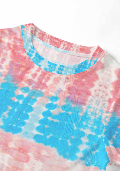 Tie Dye Trans Pride Y2K Mesh Long Sleeve Crop Top Cherrykitten