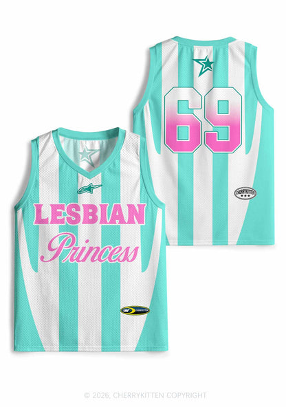 Mint Green Lesbian Princess Pride Y2K Sport Jersey Tank Cherrykitten