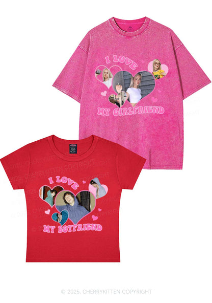 Custom GF BF Photo Y2K Valentine's Day Couple Shirt Cherrykitten