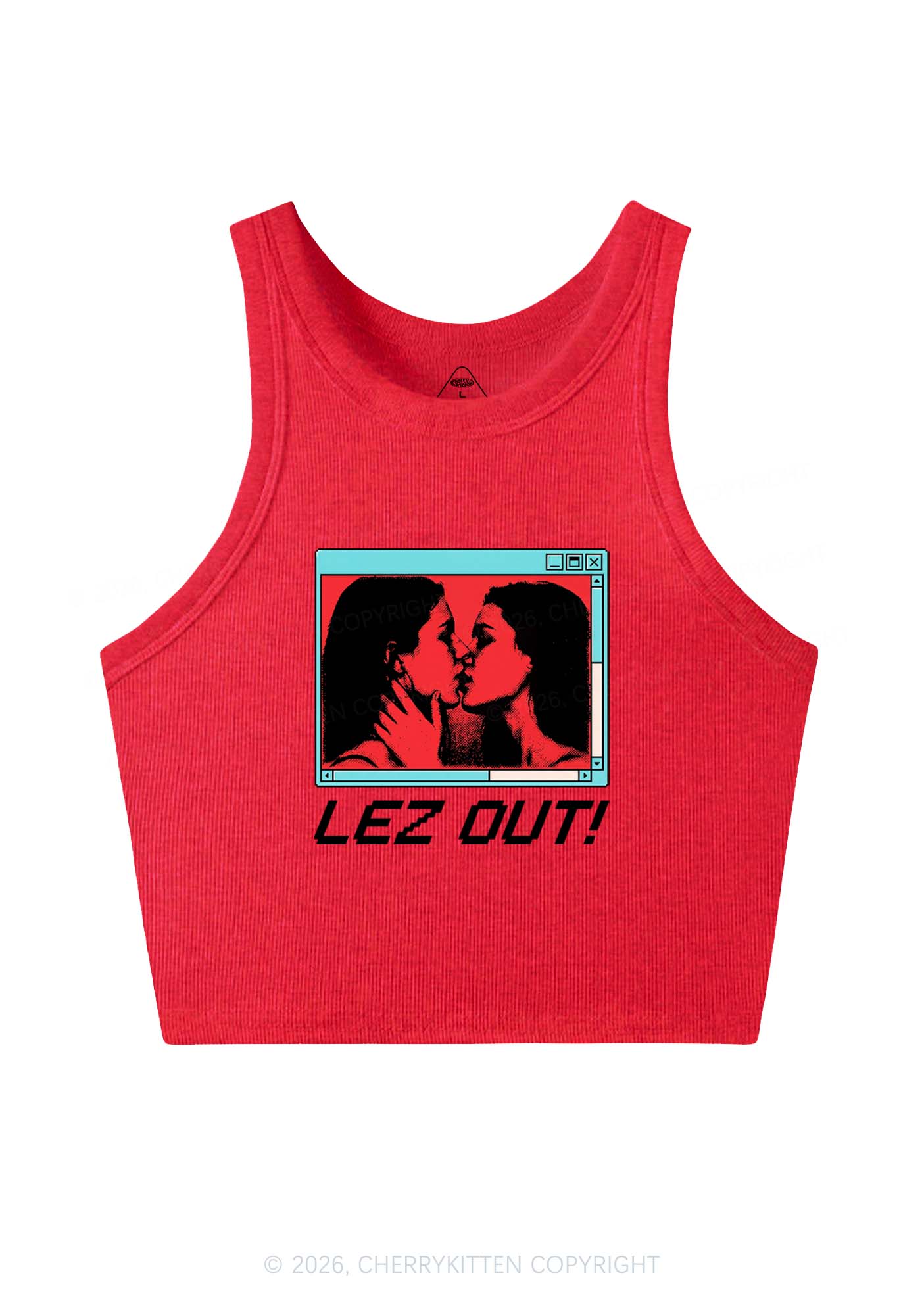 Lez Out Pride Y2K Crop Tank Top Cherrykitten