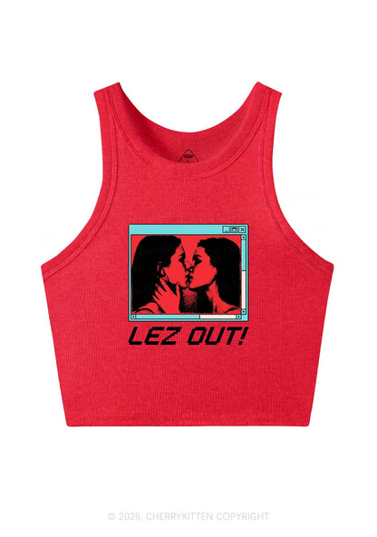 Lez Out Pride Y2K Crop Tank Top Cherrykitten