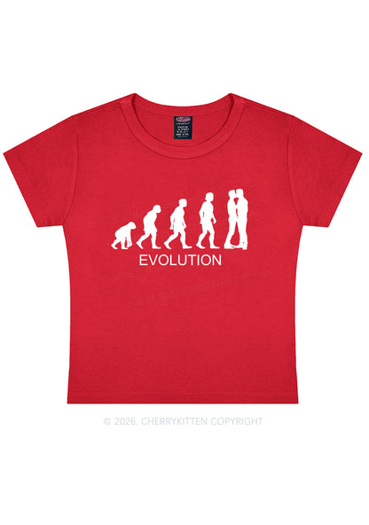 Gay Evolution Pride Y2K Baby Tee Cherrykitten