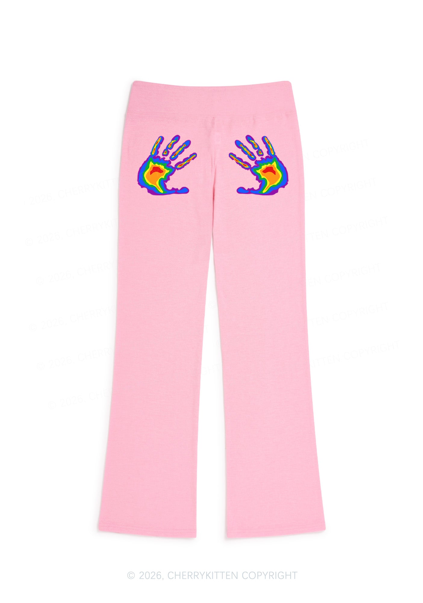 Pride Thermal Hands Y2K Low Rise Drawstring Flare Pants Cherrykitten
