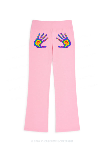 Pride Thermal Hands Y2K Low Rise Drawstring Flare Pants Cherrykitten