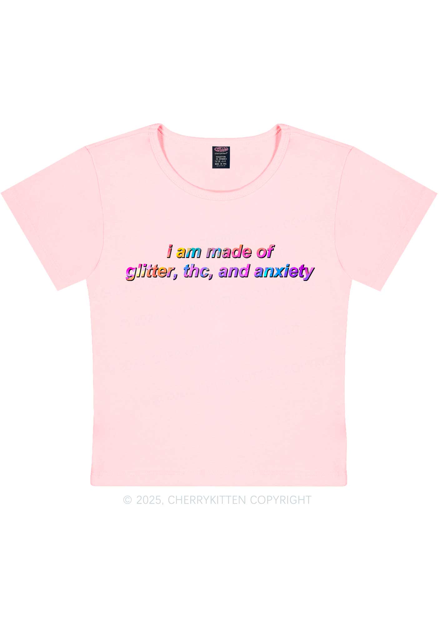 Made Of Glitter And Anxiety Y2K Baby Tee Cherrykitten