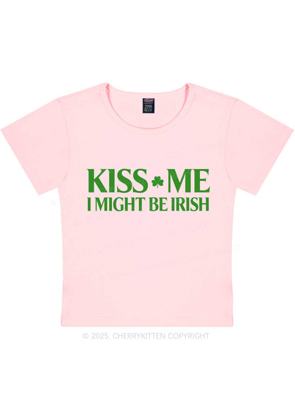 Kiss Me St Patricks Y2K Baby Tee Cherrykitten