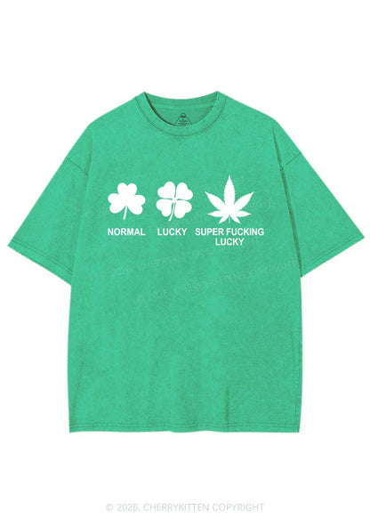 Super Fxxking Lucky St Patricks Y2K Washed Tee Cherrykitten