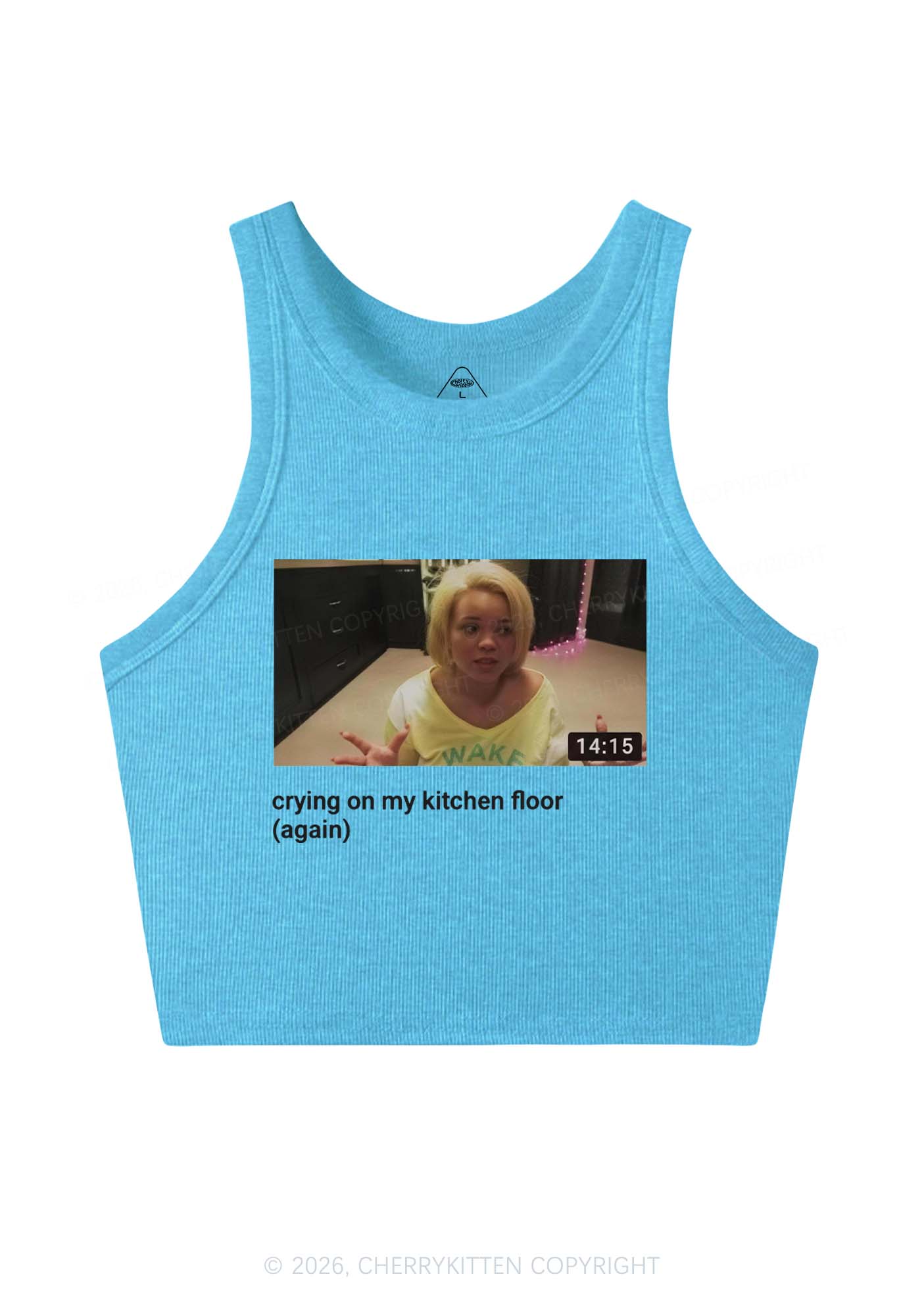 Crying On Kitchen Floor Y2K Crop Tank Top Cherrykitten