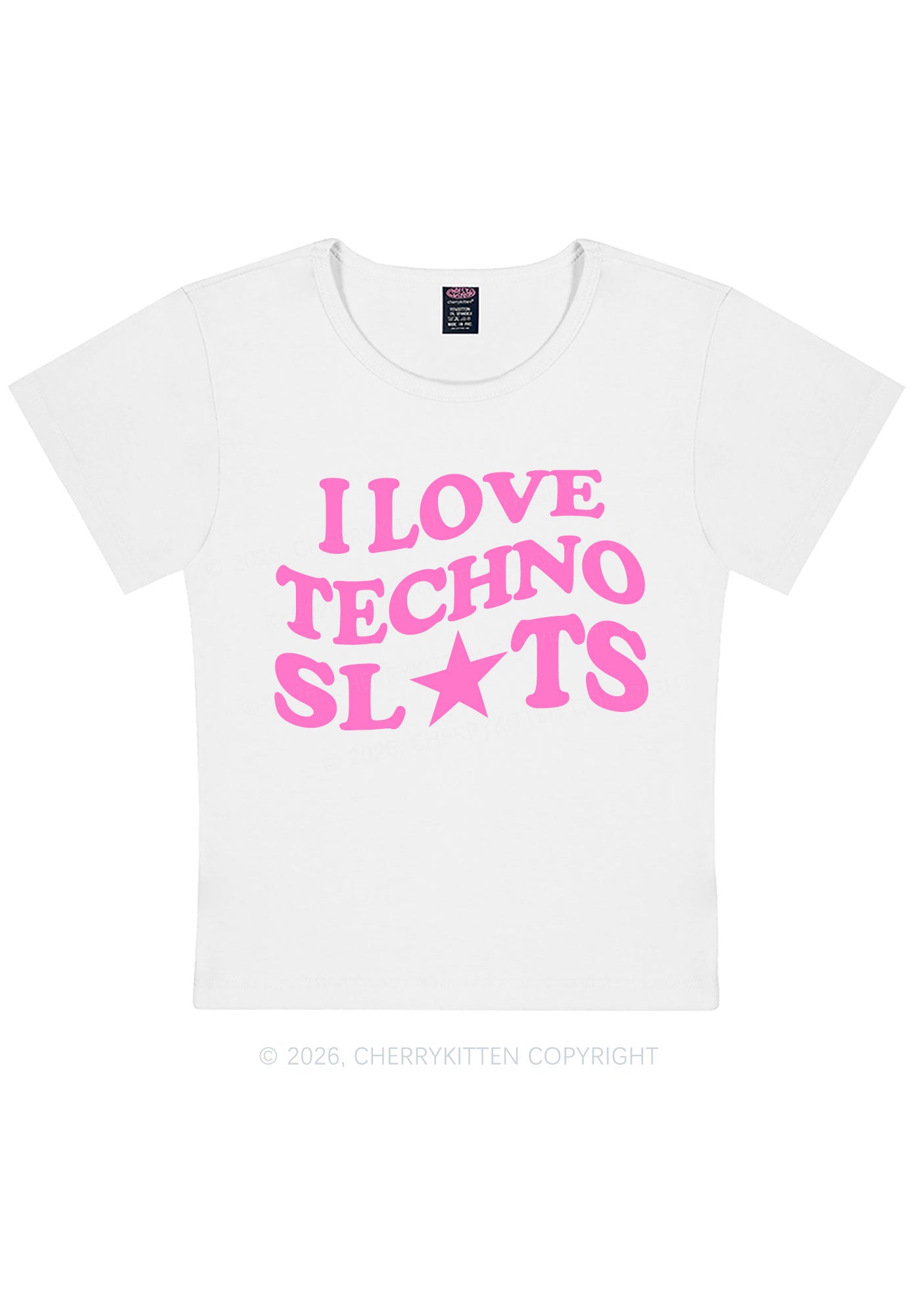 I Love Techno Slxts Y2K Baby Tee Cherrykitten