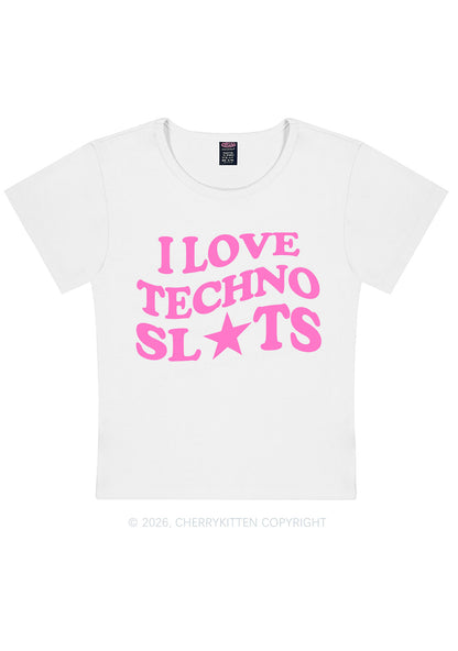 I Love Techno Slxts Y2K Baby Tee Cherrykitten