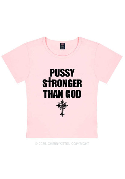 Puxxy Stronger Than God Y2K Baby Tee Cherrykitten