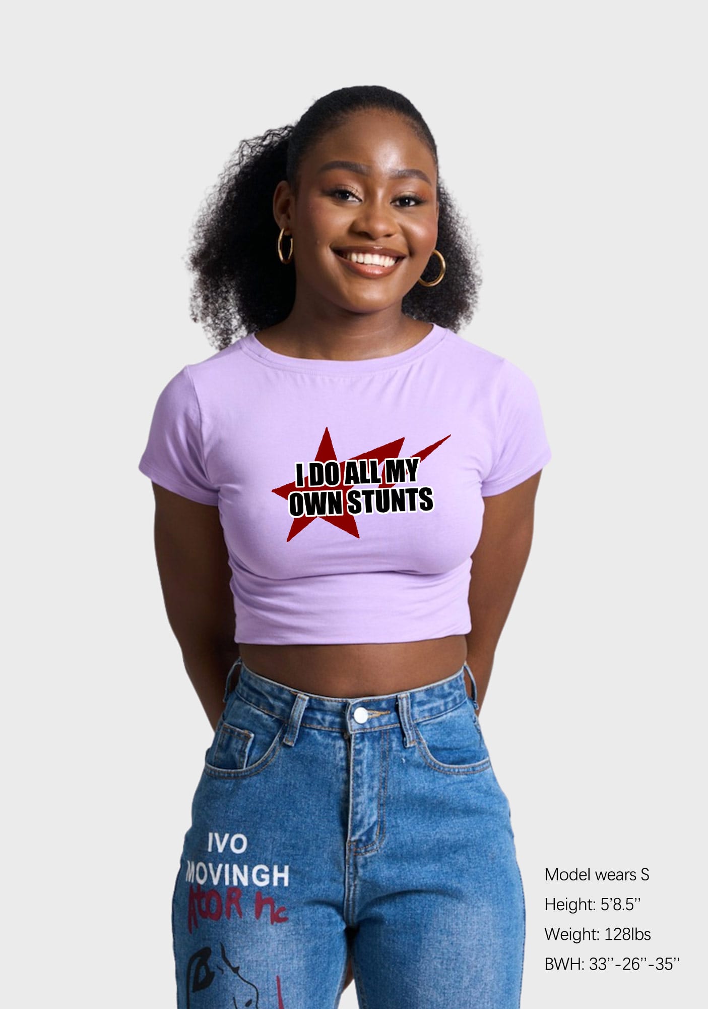 I Do All My Own Stunts Y2K Baby Tee