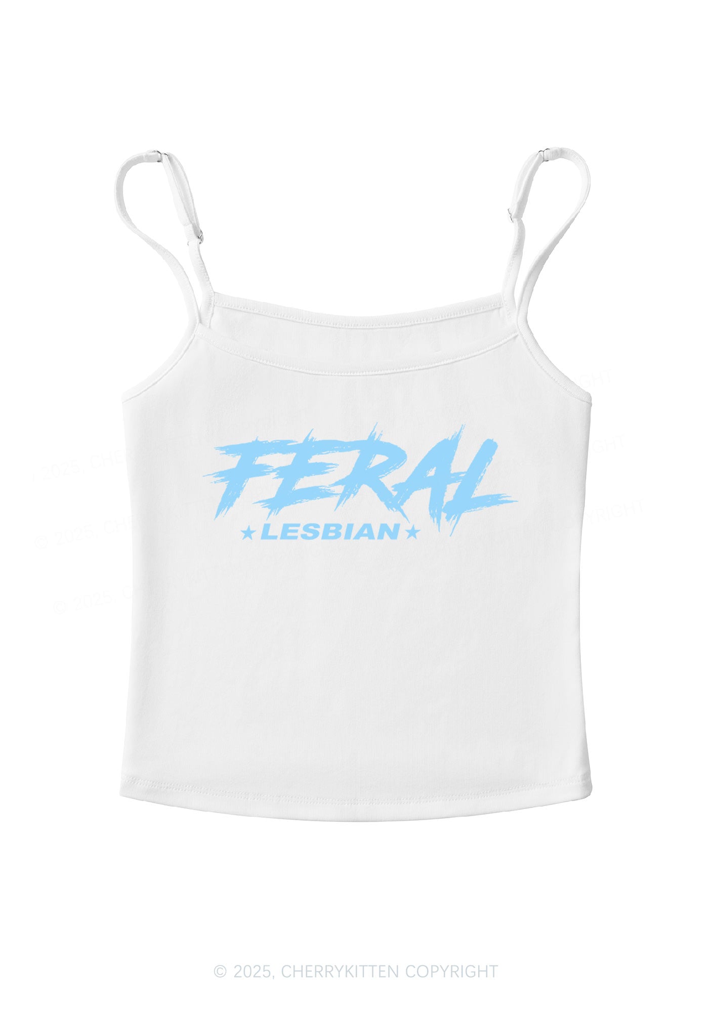 Feral Lesbian Pride Y2K Spaghetti Strap Cami Cherrykitten