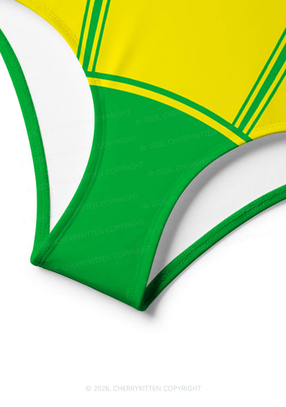 Yellow Green Flame Y2K Print Bikini Set Cherrykitten