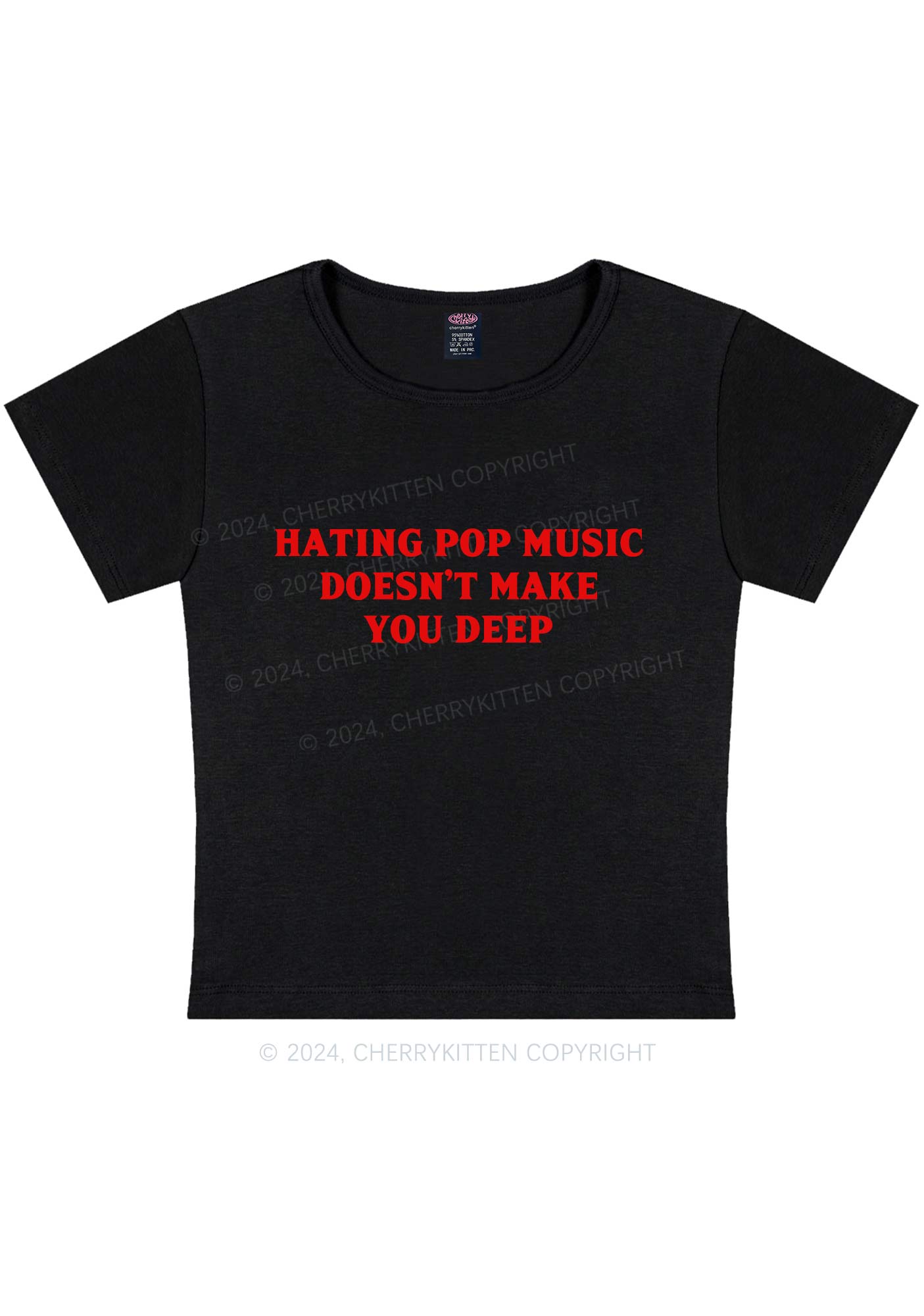 Hating Pop Music Y2K Baby Tee Cherrykitten