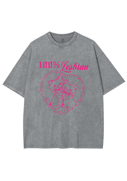 Lesbian Cats Y2K Shirts Washed Tee Cherrykitten