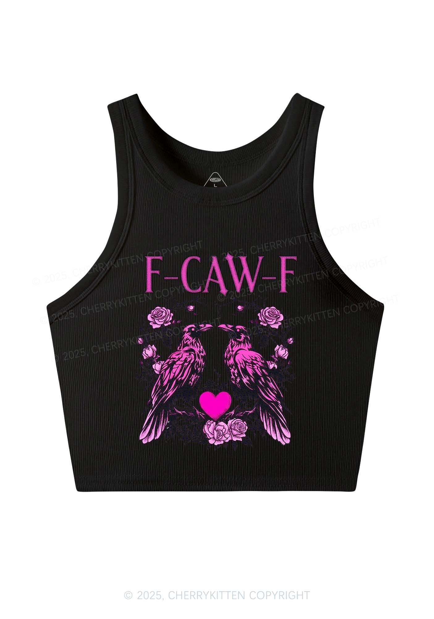F CAW F Pink Ravens Valentine's Day Y2K Crop Tank Top Cherrykitten