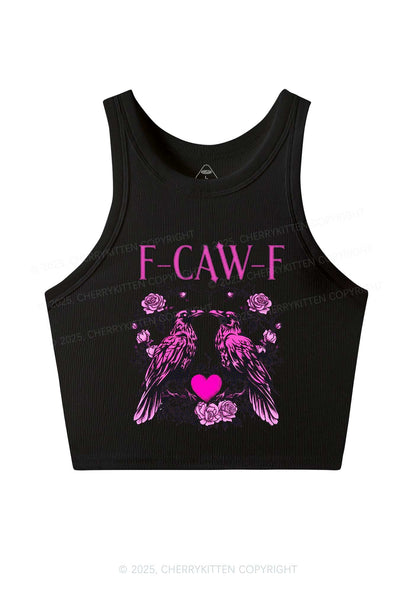 F CAW F Pink Ravens Valentine's Day Y2K Crop Tank Top Cherrykitten