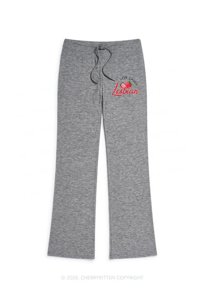 Live Laugh Lesbian Pride Y2K Low Rise Drawstring Flare Pants Cherrykitten