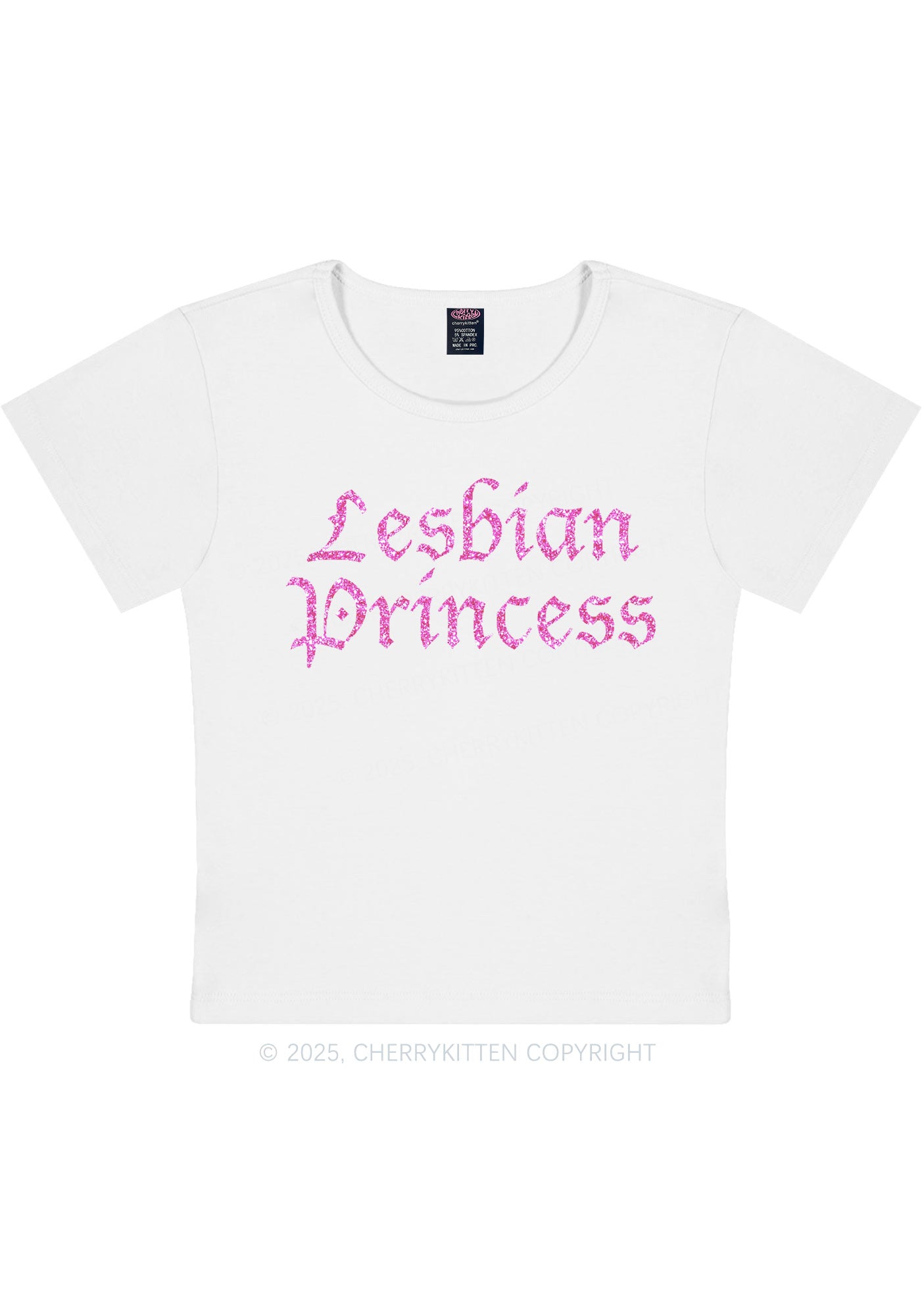 Glitter Lesbian Princess Y2K Baby Tee Cherrykitten