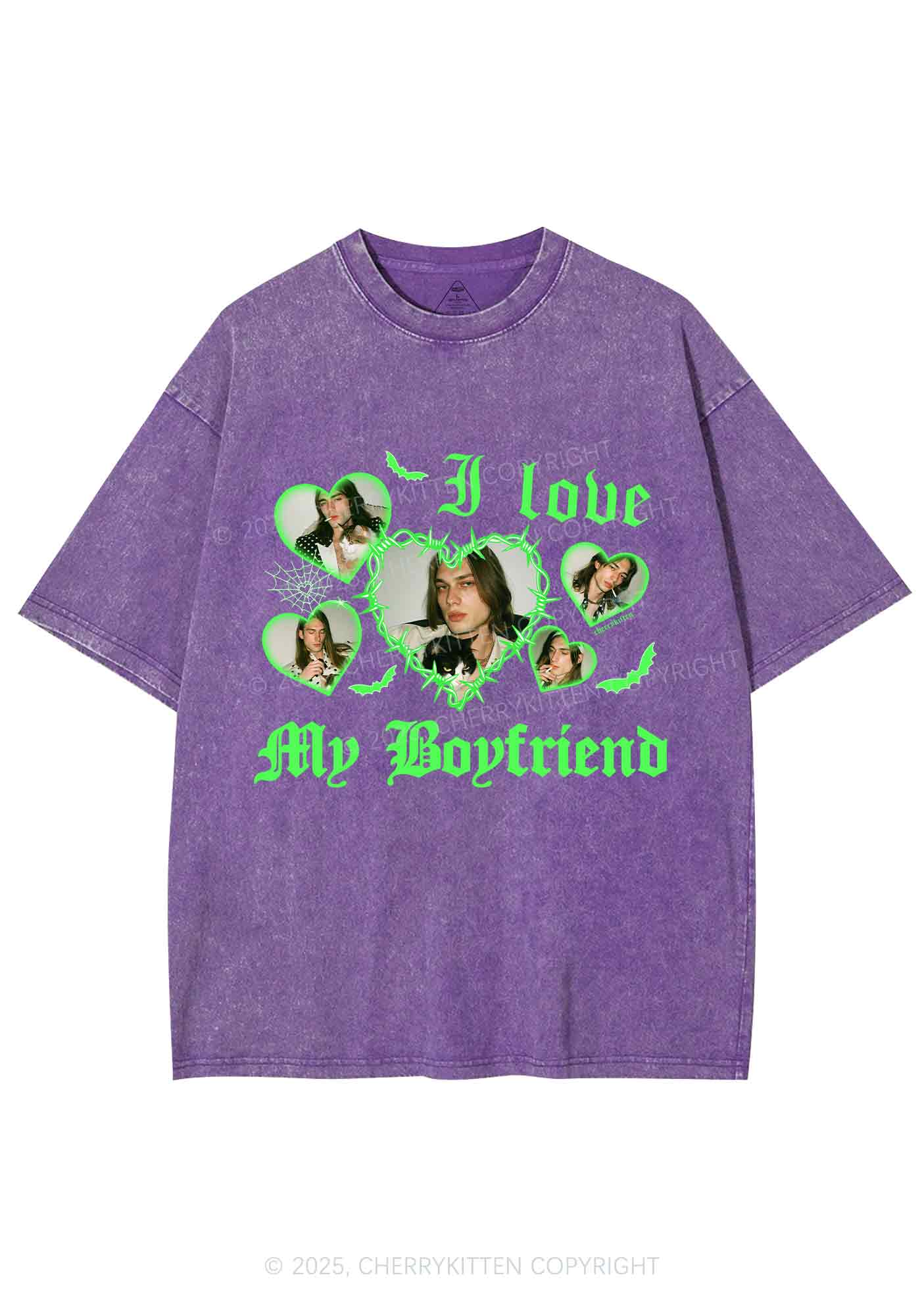 Custom Halloween Girlfriend Photos Y2K Shirts Washed Tee Cherrykitten
