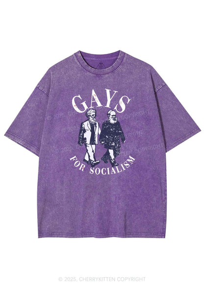 Gays For Socialism Pride Y2K Shirts Washed Tee Cherrykitten