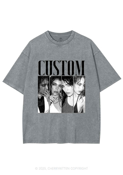 Custom Baddie Girls Photo Y2K Shirts Washed Tee Cherrykitten