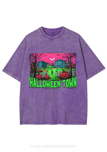 Halloween Pumpkin Town Y2K Shirts Washed Tee Cherrykitten