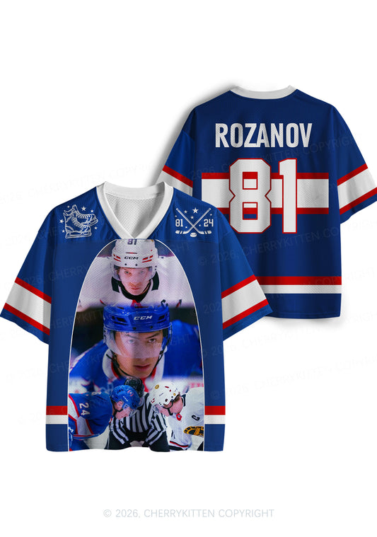 Blue Hockey Match HR Y2K Sport Jersey Shirts Cherrykitten