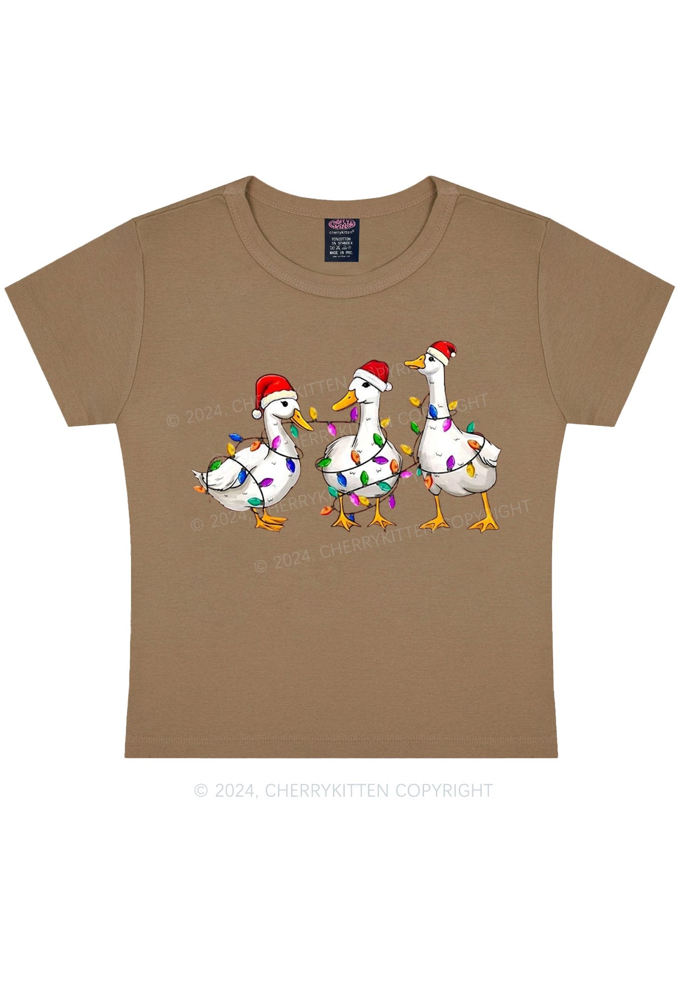 Christmas Santa Duck Y2K Baby Tee Cherrykitten