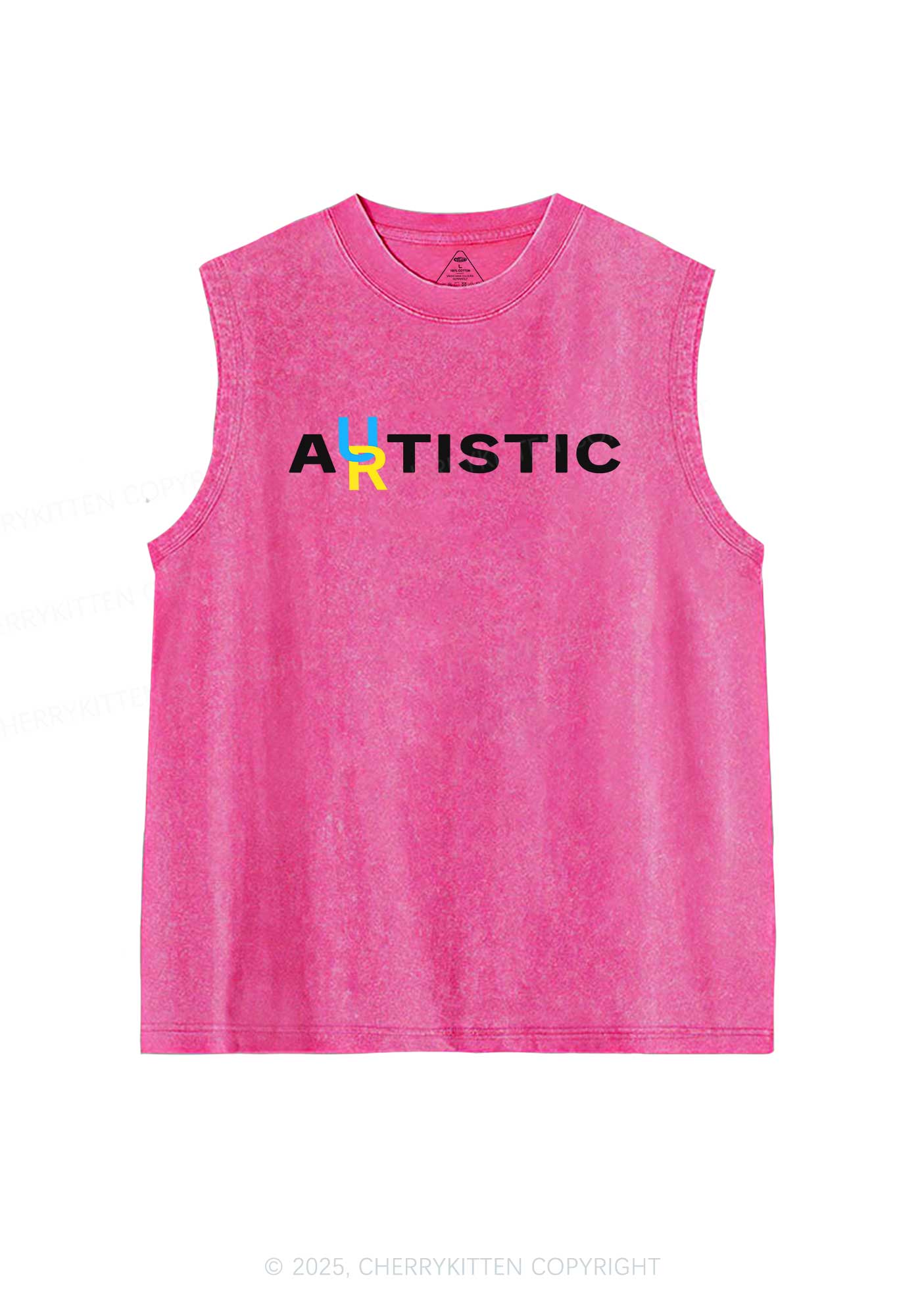 Autistic Artistic Y2K Washed Muscle Tank Cherrykitten