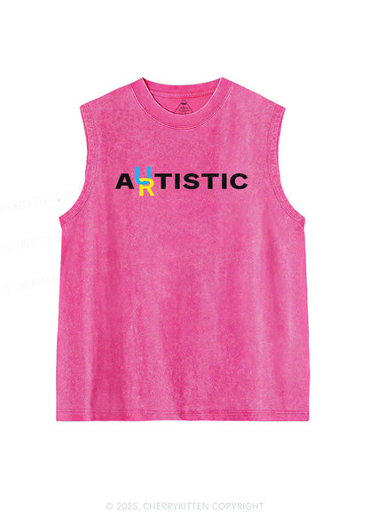 Autistic Artistic Y2K Washed Muscle Tank Cherrykitten