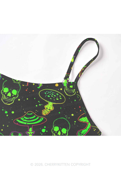 Neon Skull Mushroom Y2K Mesh Cami Tank Cherrykitten