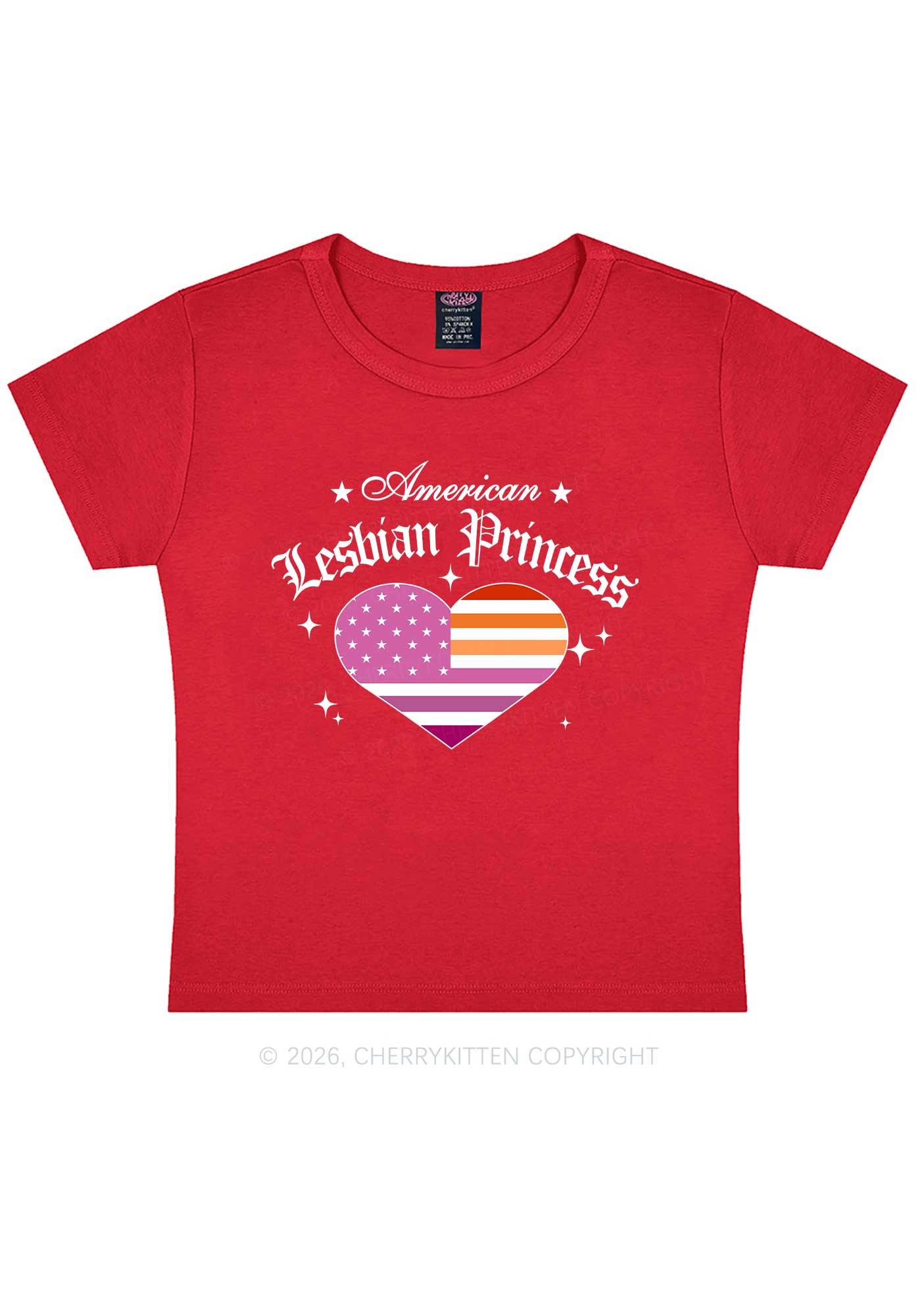 American Lesbian Princess Flag Pride Y2K Baby Tee Cherrykitten