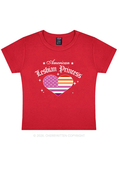 American Lesbian Princess Flag Pride Y2K Baby Tee Cherrykitten