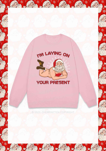 I'm Laying On Your Present Christmas Y2K Sweatshirt Cherrykitten