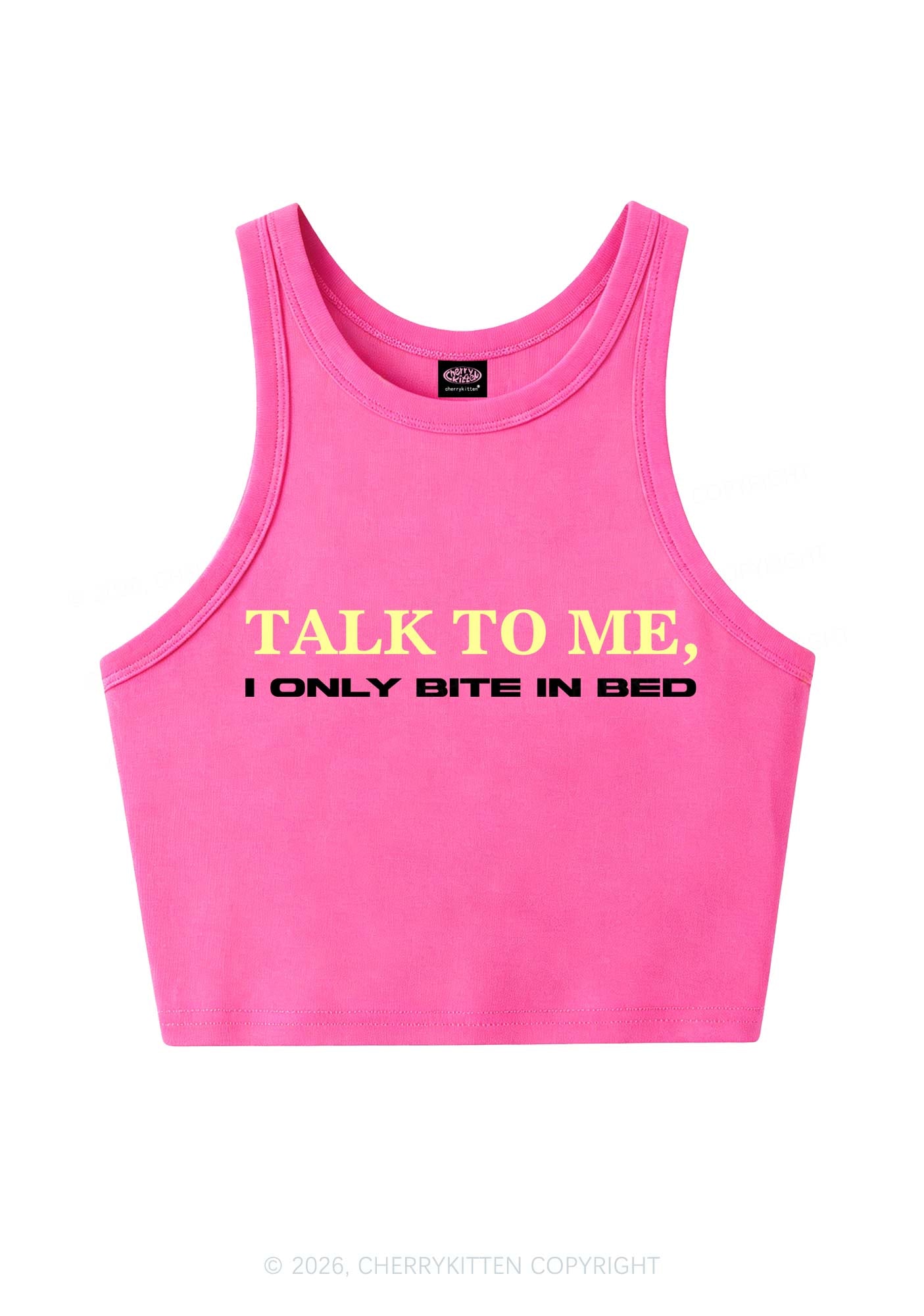 I Only Bite In Bed Y2K Crop Tank Top Cherrykitten