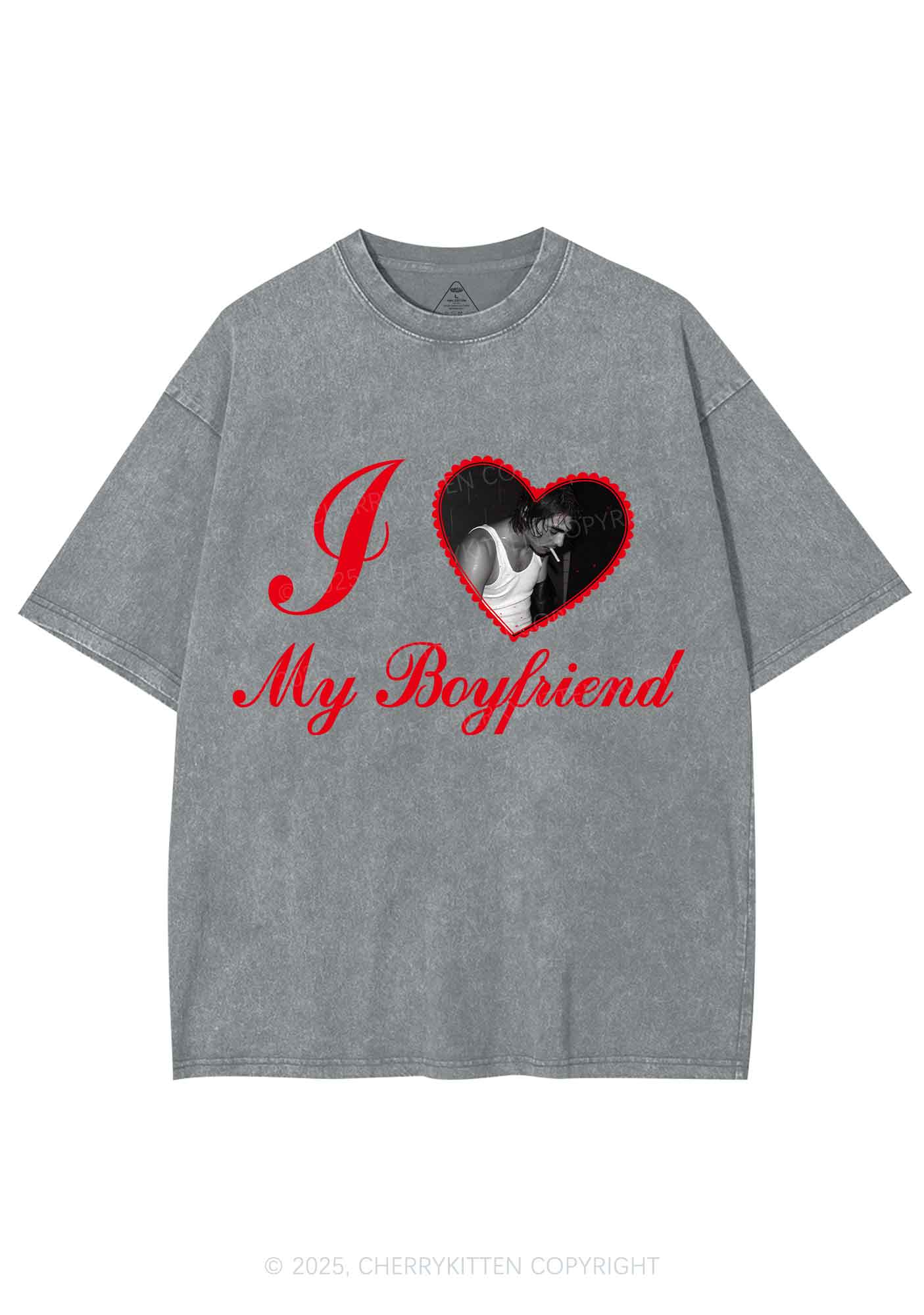 Custom Heart My Bf GF Y2K Shirts Washed Tee Cherrykitten