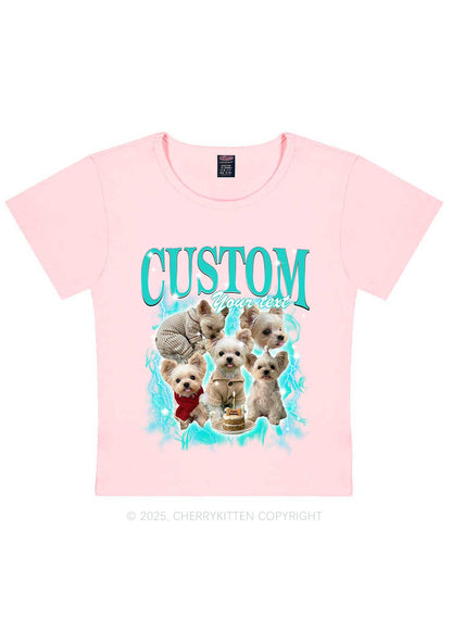 Custom Sparkle Dog Photo Y2K Baby Tee Cherrykitten