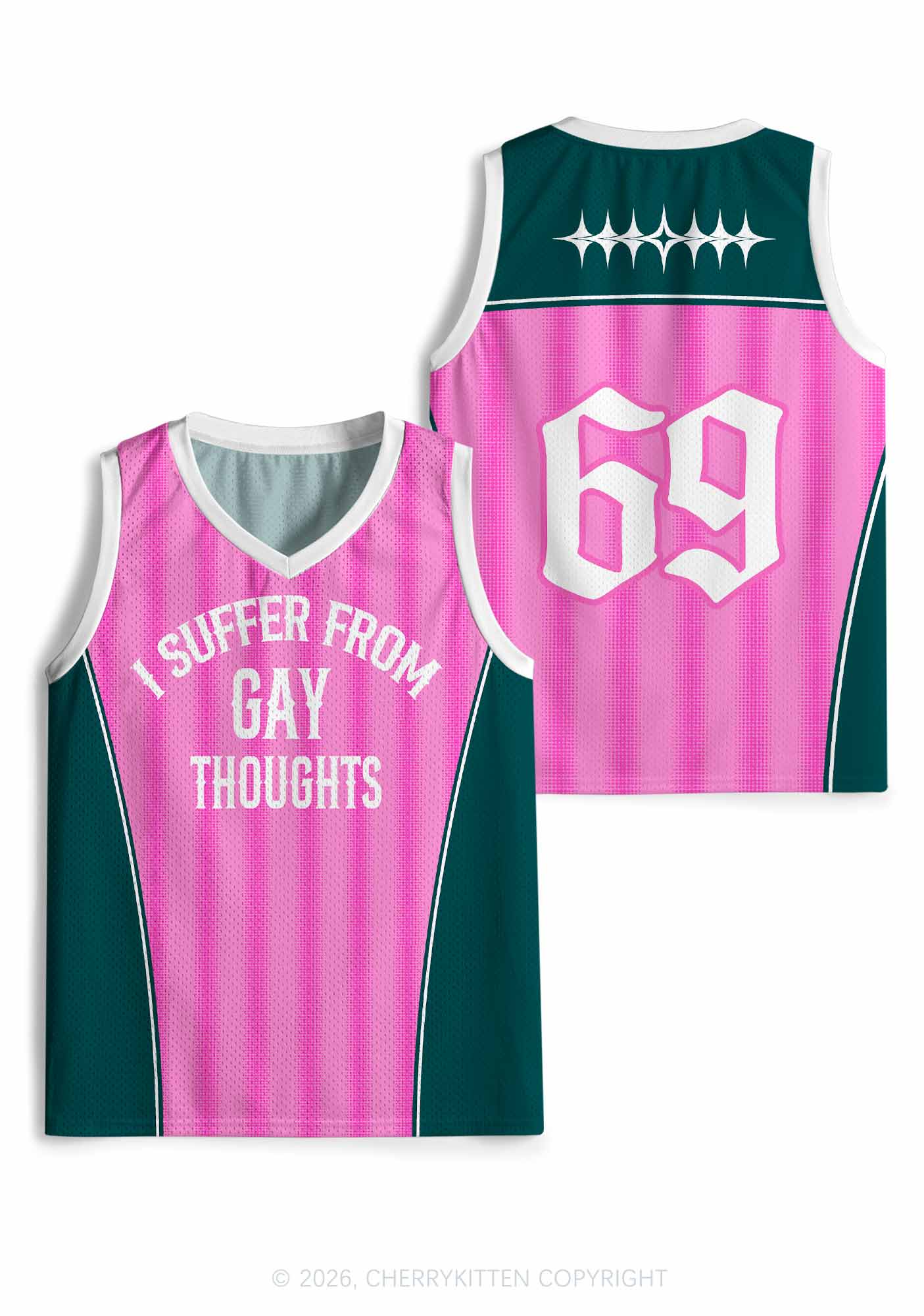 Pink Green Gay Thoughts Pride Y2K Sport Jersey Tank Cherrykitten