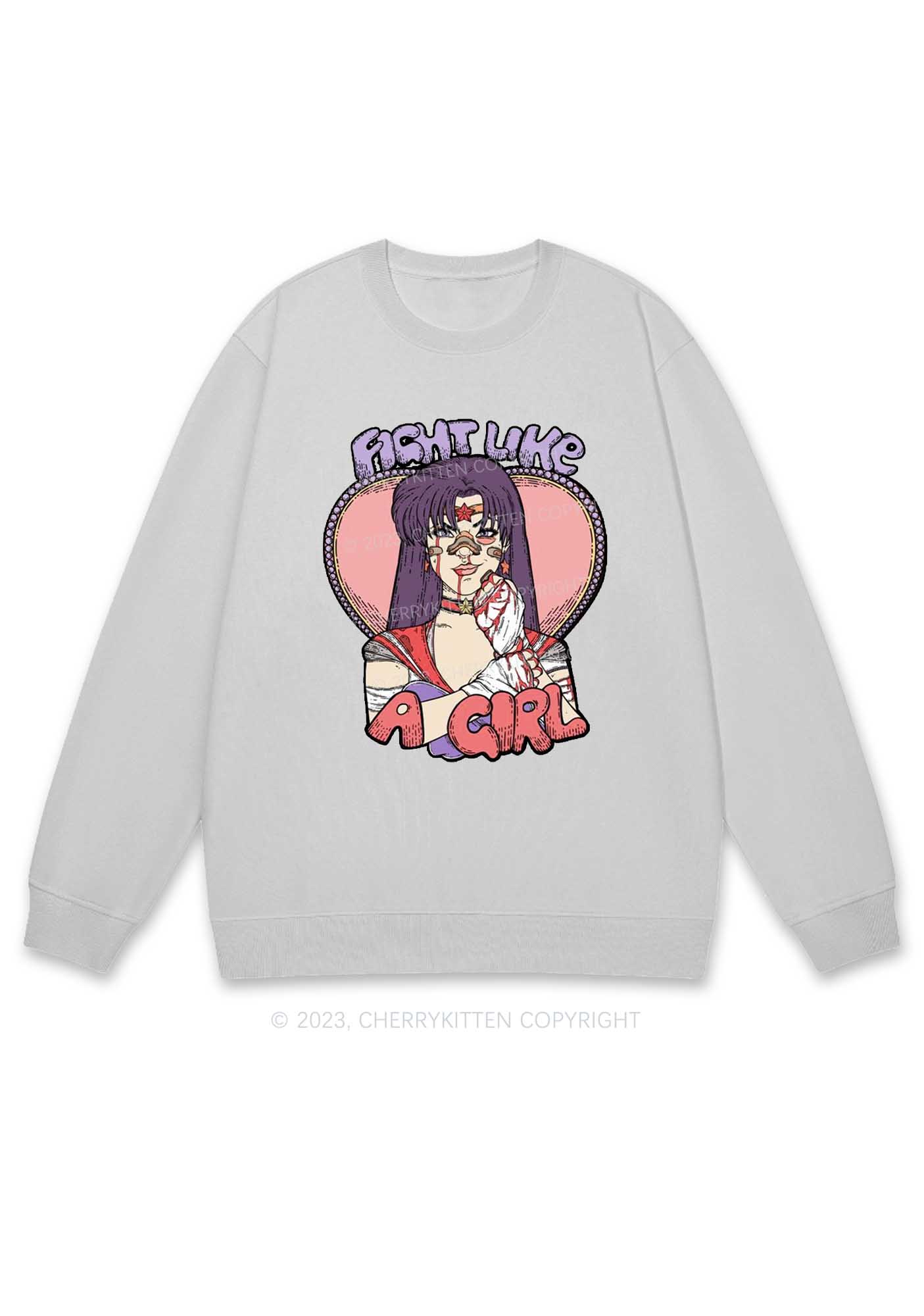 Purple Hair Girl Y2K Sweatshirt Cherrykitten