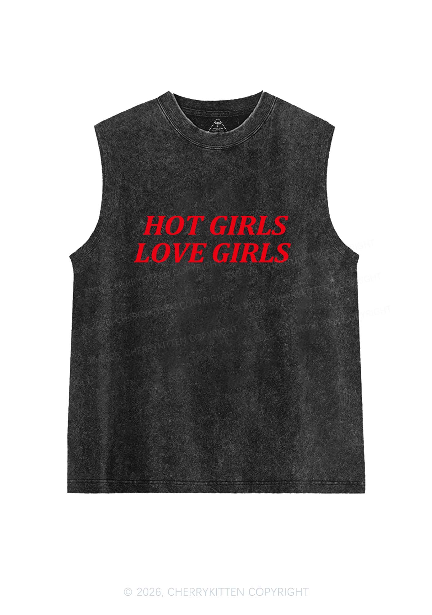 Hot Girls Love Girls Pride Y2K Washed Muscle Tank Cherrykitten