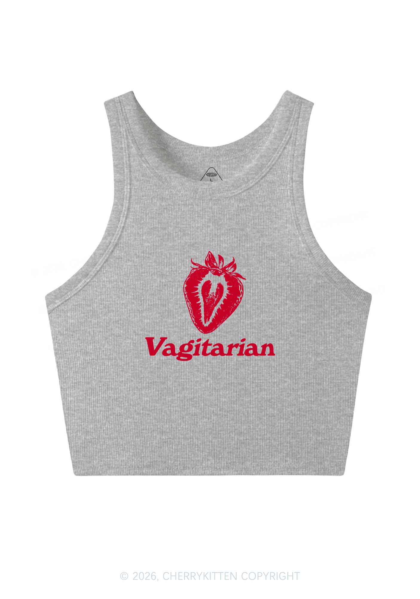 Vagitarian Strawberry Pride Y2K Crop Tank Top Cherrykitten