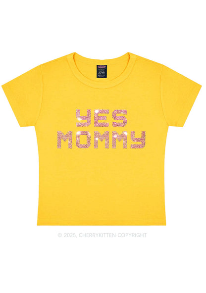 Rhinestone Yes Mommy Y2K Baby Tee Cherrykitten