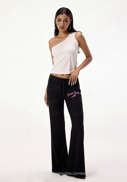 Demon Twink Pride Y2K Low Rise Drawstring Flare Pants Cherrykitten